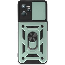 Magicool Realme C35 Kılıf Pars Lens Yüzüklü Silikon - Yeşil