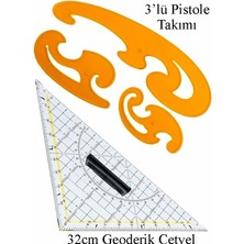 Artlantis Geoderik Üçgen Cetvel 32CM ve Pistole Cetvel Takımı 1 Adet Geoder Modelist Terzi Gönyesi Geometrik Açılı Gönye Yıldızlar