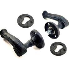 Magicool Antika Tarz Dekoratif Pirinç Rozetli Yale Oda Kapı Kolu - 49 Mm, Oksit