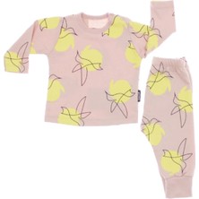 VİTASTORETR Kuş Desen Baskılı Pamuklu Bebek Sweatshirt Takım Pembe