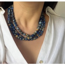 Venüs Design Çelik 3lü Lapis Lazuli Kolye