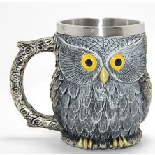 Alvo Store Buğz Bilge Baykuş Figürlü 3D Kabartmalı Paslanmaz Çelik Kupa Bardak