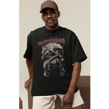 Sevbano Tasarım Iron Maiden Rock Metal Müzik Grubu Baskılı Unisex Oversize Tişört