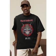Sevbano Tasarım Iron Maiden Rock Metal Müzik Grubu Baskılı Unisex Oversize Tişört