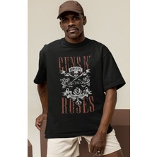 Sevbano Tasarım Guns N' Roses Rock Metal Müzik Grubu Baskılı Unisex Oversize Tişört