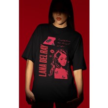 Sevbano Tasarım Lana Del Rey Şarkıcı Baskılı Unisex Oversize Tişört