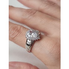 Zülisch Xuping Yüzük Damla Tek Taş Gümüş Renk Suya Dayanıklı