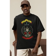 Sevbano Tasarım Guns N' Roses Rock Metal Müzik Grubu Baskılı Unisex Oversize Tişört