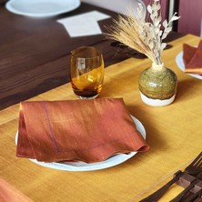 Alesta Home Alesta Home Mor Zikzak Dikişli Turuncu İpek Peçete 45x45 cm PCT015