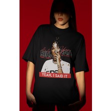 Sevbano Tasarım Rihanna Şarkıcı Baskılı Unisex Oversize Tişört