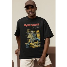 Sevbano Tasarım Iron Maiden Rock Metal Müzik Grubu Baskılı Unisex Oversize Tişört