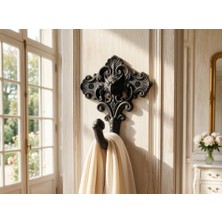 Generic Barok Tarzı Kartal Figürlü Dekoratif Duvar Askısı - Antik Siyah Sanat Tasarımı Askılık 2'li