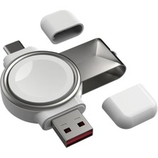 MidasTech Ally Apple Iwatch Için Taşınabilir 2 In 1 USB + Type-C Şarj STANDI-(5775) Midiastech