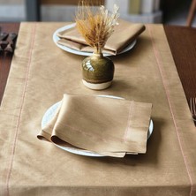 Alesta Home Alesta Home Pembe Zikzak Dikişli Altın Rengi İpek Peçete 45x45 cm PCT014