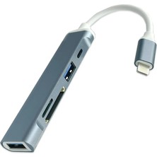 MidasTech Ally S-503 5in1 Lightning To USB + Sd Kart Hub Adaptör Çevirici DÖNÜŞTÜRÜCÜ-(5775) Midiastec