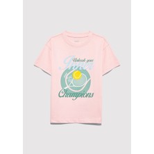 Mavi Tenis Baskılı Pembe Tişört 7610396-71007