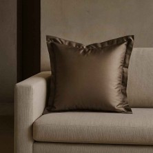 Alesta Home İpek Zikzak Dikişli Kulaklı Bej Kırlent Kılıfı 50x50 cm