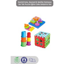 Feyza Design Sevimli Kule ve Geometrik Şekiller Bulmaca Seti