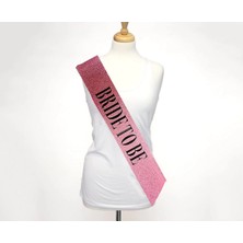 Epilons Pembe Üzeri Siyah Büyük Bride To Be Yazılı Simli Işıltılı Kuşak Kemer 10 cm Genişlik