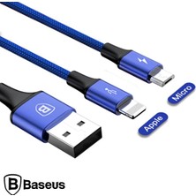 MidasTech Baseus Rapid Series 2in1 Iphone+ Micro USB 3.0A USB Kablo Şarj 120CM-(5775) Midiastech