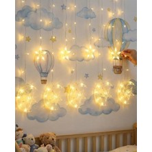 SHC4200 Dekoratif Ay Yıldız Perde Işığı Sıcak Beyaz Festival Ev Süsleme