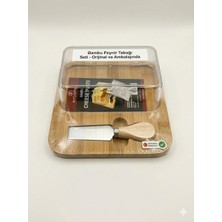 Kapaklı Bambu Peynir Sunum Seti – Bıçaklı Şık Kahvaltı ve Atıştırmalık Sunum Tahtası