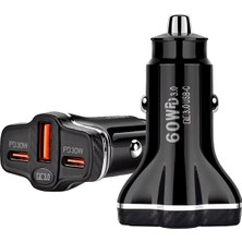 MidasTech Ally PD62 2xtype-C + USB 78W Araç Çakmaklık Hızlı Şarj Aleti Araç ŞARJI-(5775) Midiastech