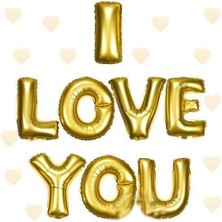 I Love You Folyo Balon Altın Renk 35 cm Nemere