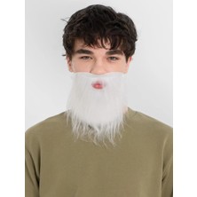 Epilons Beyaz Kırçıllı Arkadan Lastikli Beyaz Takma Sakal Yetişkin Çocuk Uyumlu