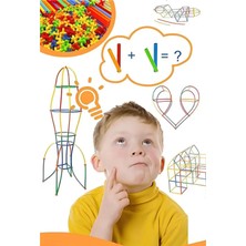 Feyza Design 16 cm Eğitici Bambu Çubukları 300 Parça Puzzle 3-4 Yaş