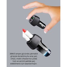 Kompakt Tasarımlı Type-C + USB Girişli Araç Şarj Başlığı Midastech