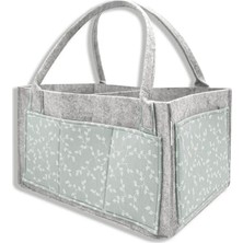 Popüler Sepet  keçe Anne Bebek Bakım Çantası 772 Yeşil Çiçek