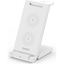 MidasTech Duzzona 15W Katlanır 3 In 1 Telefon Kulaklık Saat Kablosuz Şarj STANDI-(5775) Midiastech