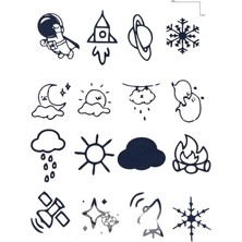 Minimalist Uzay ve Doğa Temalı Geçici Dövme Seti 12 Saat Sonra Kararan Tattoo 9X12 cm