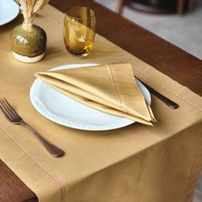 Alesta Home Alesta Home Bordo Zikzak Dikişli Altın Rengi İpek Peçete 45x45 cm PCT013