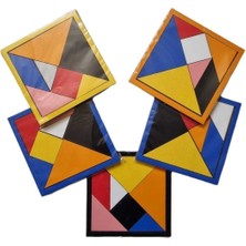Feyza Design Ahşap Tangram Zeka Oyunu 14X14CM 15 Parça - Sarı