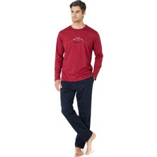 Pierre Cardin Pıerre Cardın Erkek Yeni Sezon Bisiklet Yaka Uzun Kollu Pamuk Pijama Takımı CH.PC.6.101.C0-BORDO-M