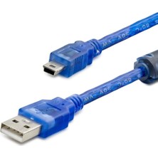 Nuveden USB Mini V3/5pin To USB Kablo 1.5 M - Şeffaf Mavi HDX5065 DIE-RSTG34