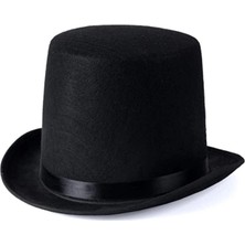 Magicool Yetişkinler Için Siyah Renk Ringmaster Sihirbaz Şapkası Fötr Şapka 15 cm
