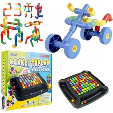 Feyza Design 72 Parça Tekerlekli Boru Tako ve Şeker Oyunu Zeka Geliştirici Set