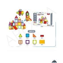 Feyza Design Eğitici Manyetik Yapı Blokları Seti - 26 Parça, 3D Zeka Geliştirici