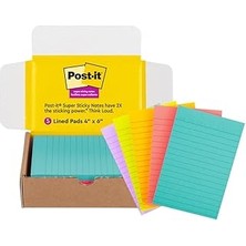 SHC4200 Post-It Süper Yapışkan Çizgili Notlar, 5 Yapışkan Not Defteri, 4x6", 2x Yapıştırma Gücü, Öğren