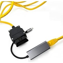 SHC4200 Ohp Enet Obd2 Kablosu (Enet Kablosu + USB Tip C) Bmw Enet Kablo Obd2’den RJ45’E Dönüştürücü | F Ser