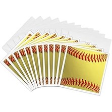 SHC4200 3drose Softball Yakın Çekim Fotoğraf Baskısı, Sarı Kırmızı Yumuşak Top, Tebrik Kartları, 15,24 x