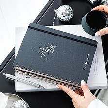 SHC4200 2026 Spiralli Günlük Ajanda 12 Aylık Kir Suya Dayanıklı Sert Kapak Füme