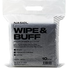 SHC4200 Nasiol Wipe&amp;buff Mikrofiber Seramik Kaplama Uygulama Bezi 10'lu Paket, Tüy Bırakmaz Detail
