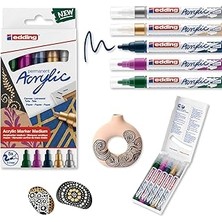 SHC4200 Edding 5100 Akrilik Markör - Yeşil Mor Silber Altın - Akrilik Markörler 5'li Paket (Metal