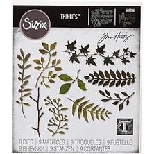 SHC4200 Sizzix Yapraklı Dal, Çelik, Zweig Mit Blättern, 10.8cm x 3.8cm - 3.8cm x 3.2cm