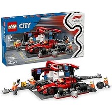 SHC4200 City Ferrari Arabalı F1 Pit Stop Pit Ekibi 60443-6 Yaş Üzeri Çocuklar Için Yarış Arabası