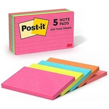 SHC4200 Post-It® Yapışkanlı Not Kağıtları Neon Renkler (76 x 127 Mm) 5 Blok, Çok Renkli